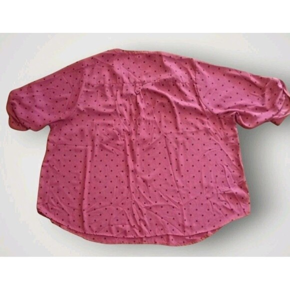 Torrid Georgette V-Neck Roll Tab Blouse Plum Polka Dot Size 5x - Picture 7 of 7